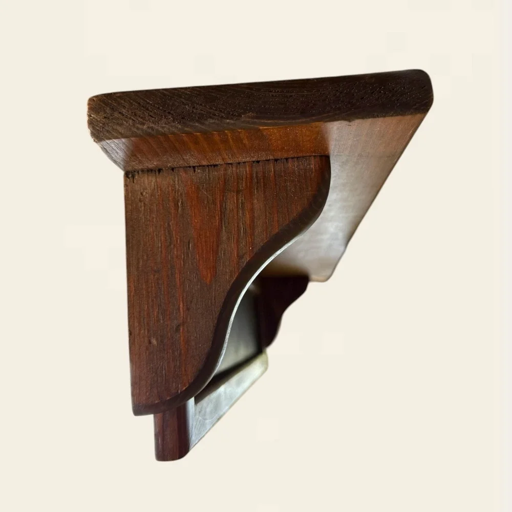 Vintage Style Wood Wall Shelf Punched Tin Hearts Plate Farmhouse Cottagecore